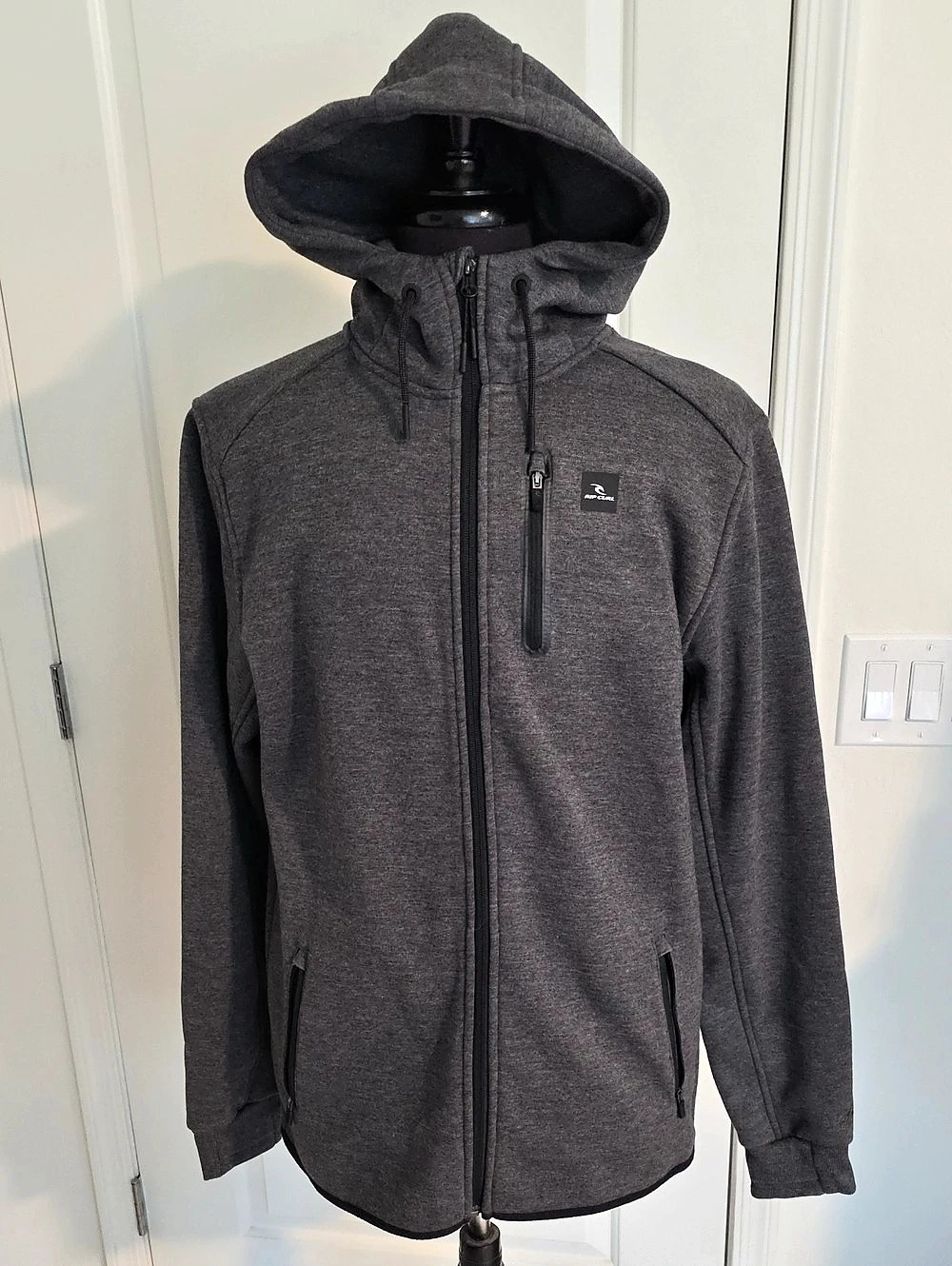 Rip Curl Departed Anti-Series Fleece Zip Hooded Jacket Gray XL